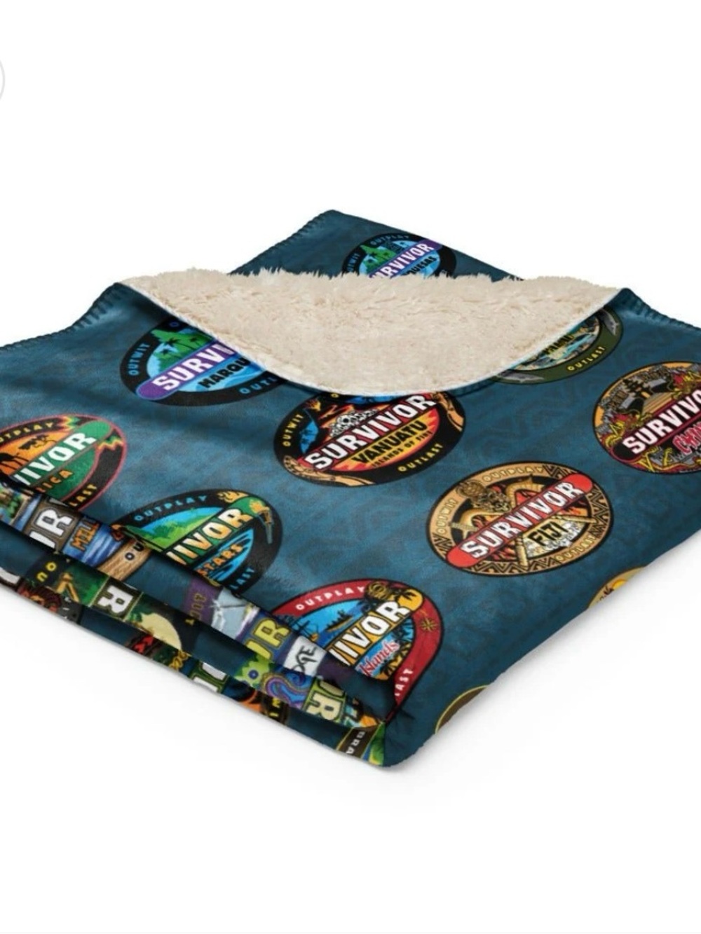 Survivor Sherpa Blanket 50 Seasons Logo - 50x60